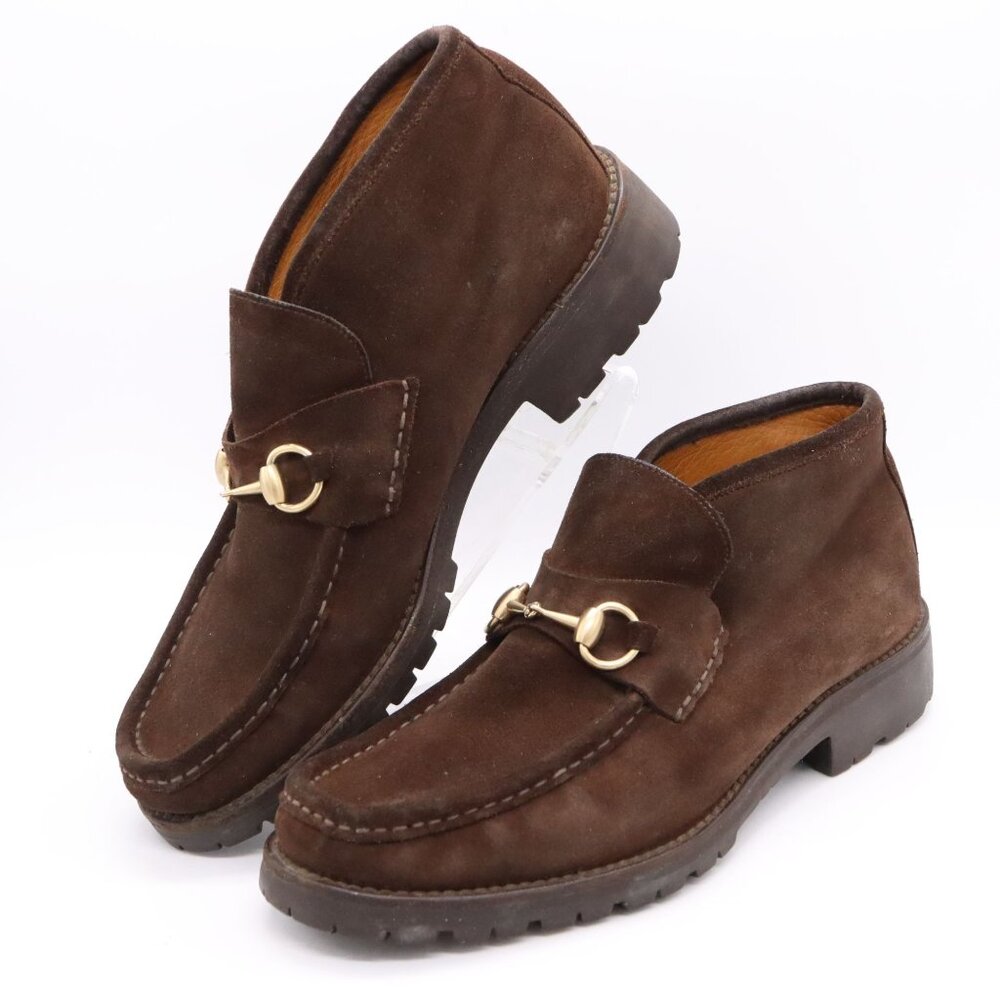 Gucci Brown Suede Horsebit Slip On Ankle Boots Mens Size 9 D(Med) Shoes